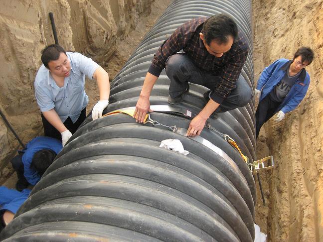 污水處理廠國標pe波紋管施工現場